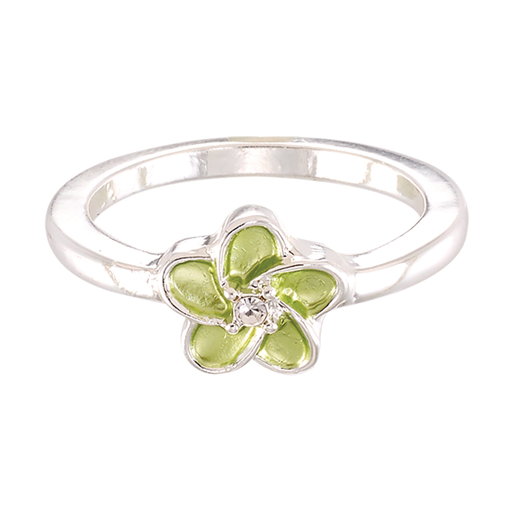 Enamel Hibiscus Flower Ring