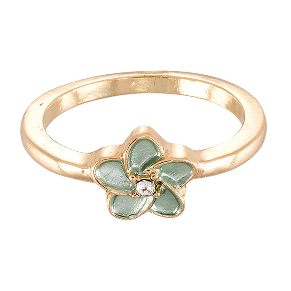 Enamel Hibiscus Flower Ring