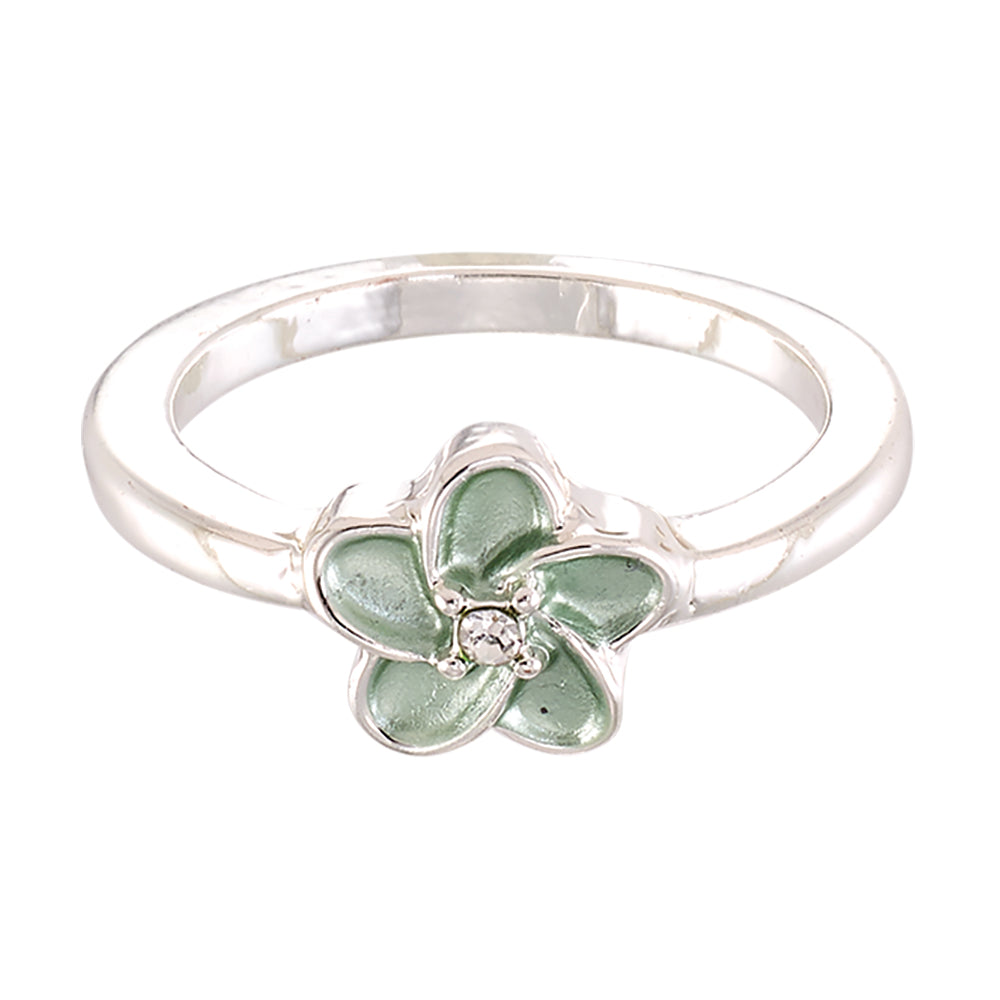 Enamel Hibiscus Flower Ring