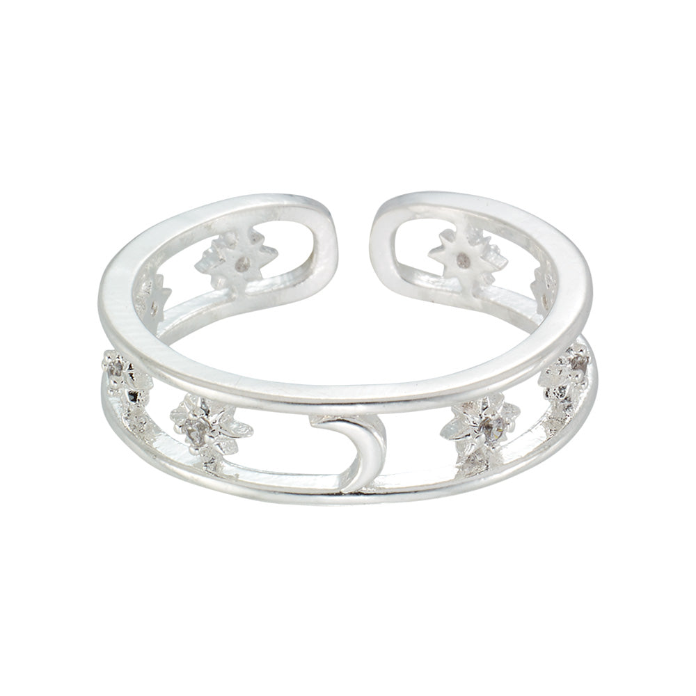 Crystal Moon & Star Ring