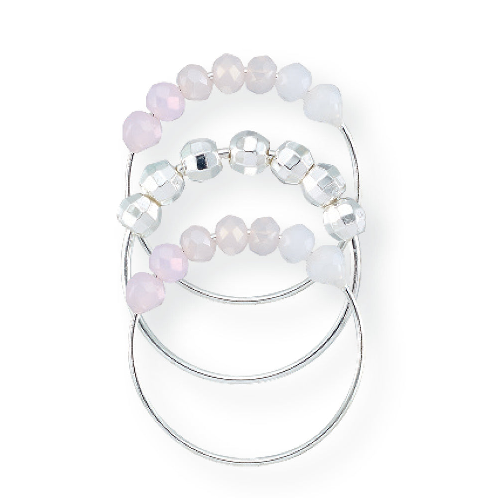Crystal & Metal Bead Ring~ Set of 3 Rings