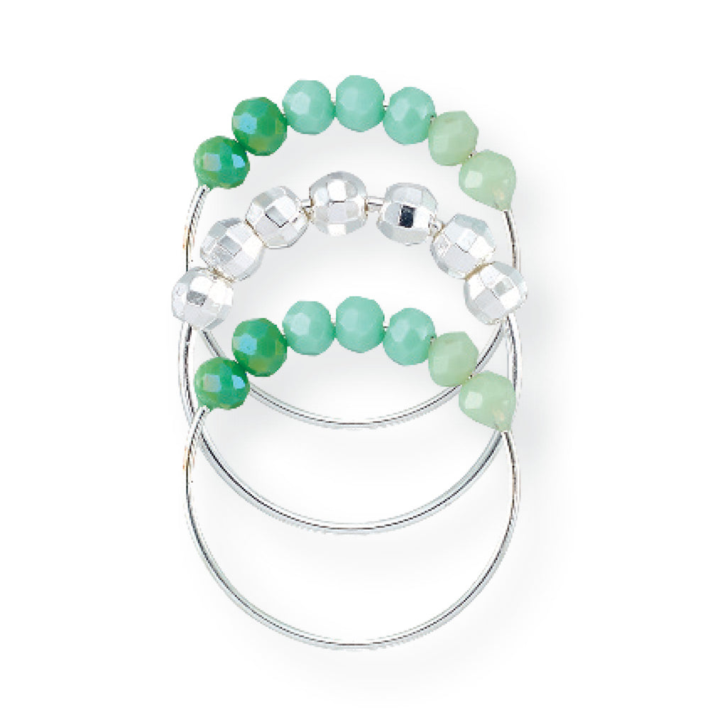 Crystal & Metal Bead Ring~ Set of 3 Rings