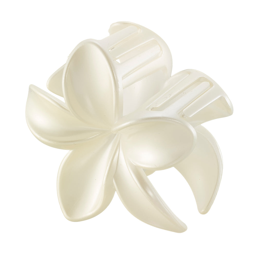 Metal & Pearlized Plumeria Hair Clips