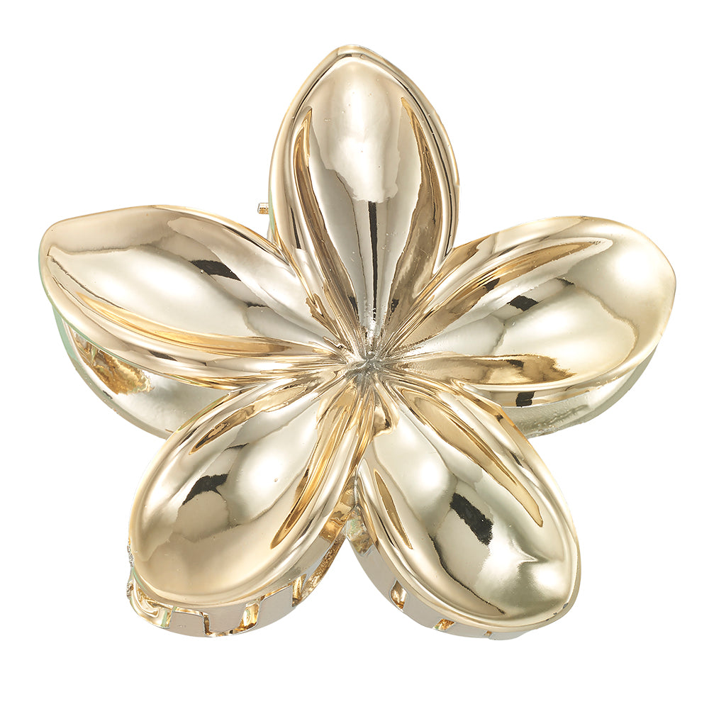Metal & Pearlized Plumeria Hair Clips