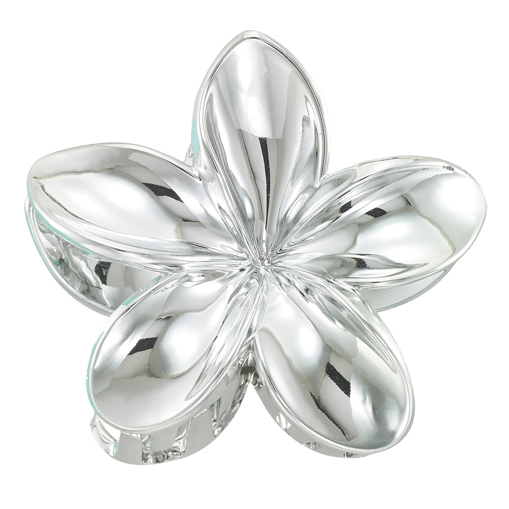 Metal & Pearlized Plumeria Hair Clips