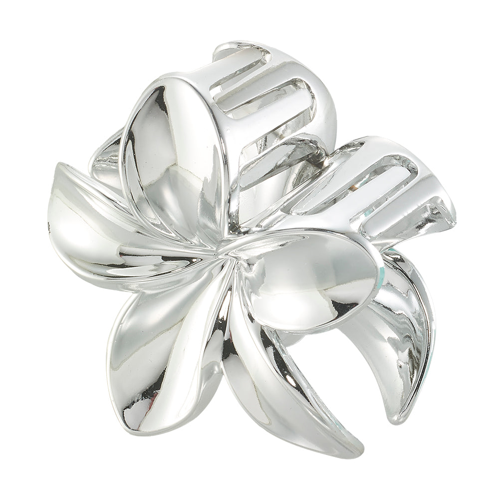 Metal & Pearlized Plumeria Hair Clips