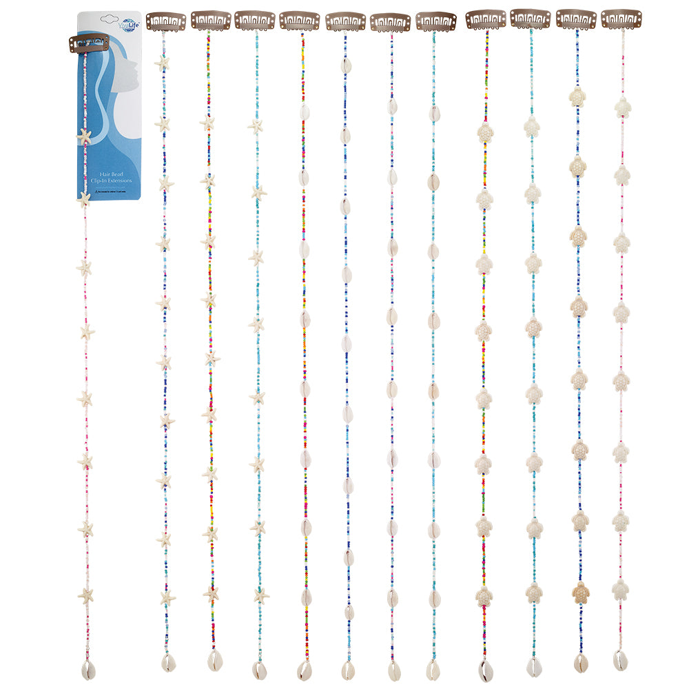 20" Large Colorful Seedbeads Hair Bead Clip-In Extensions