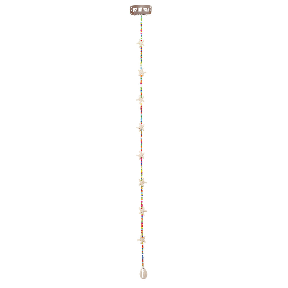 15" Medium Colorful Seedbeads Hair Bead Clip-In Extensions