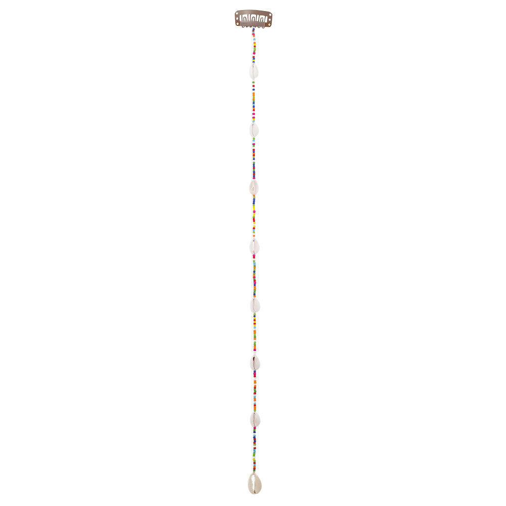 15" Medium Colorful Seedbeads Hair Bead Clip-In Extensions