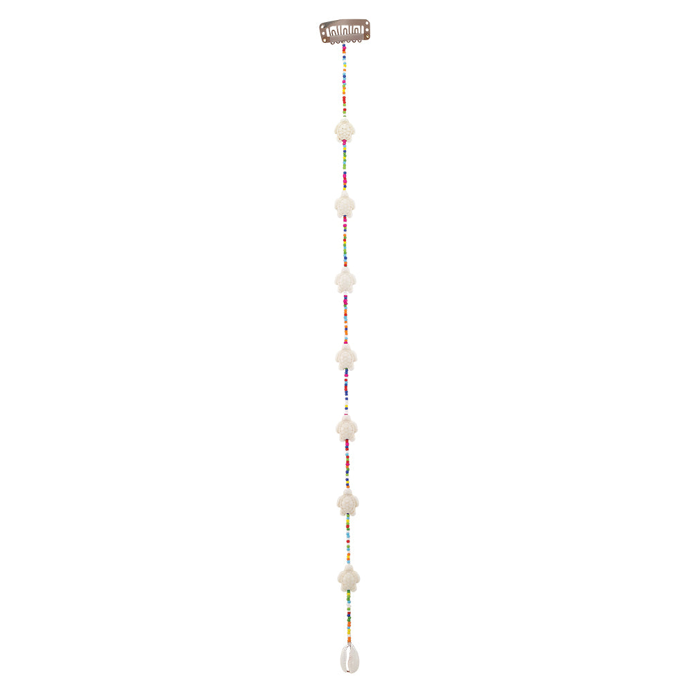 15" Medium Colorful Seedbeads Hair Bead Clip-In Extensions