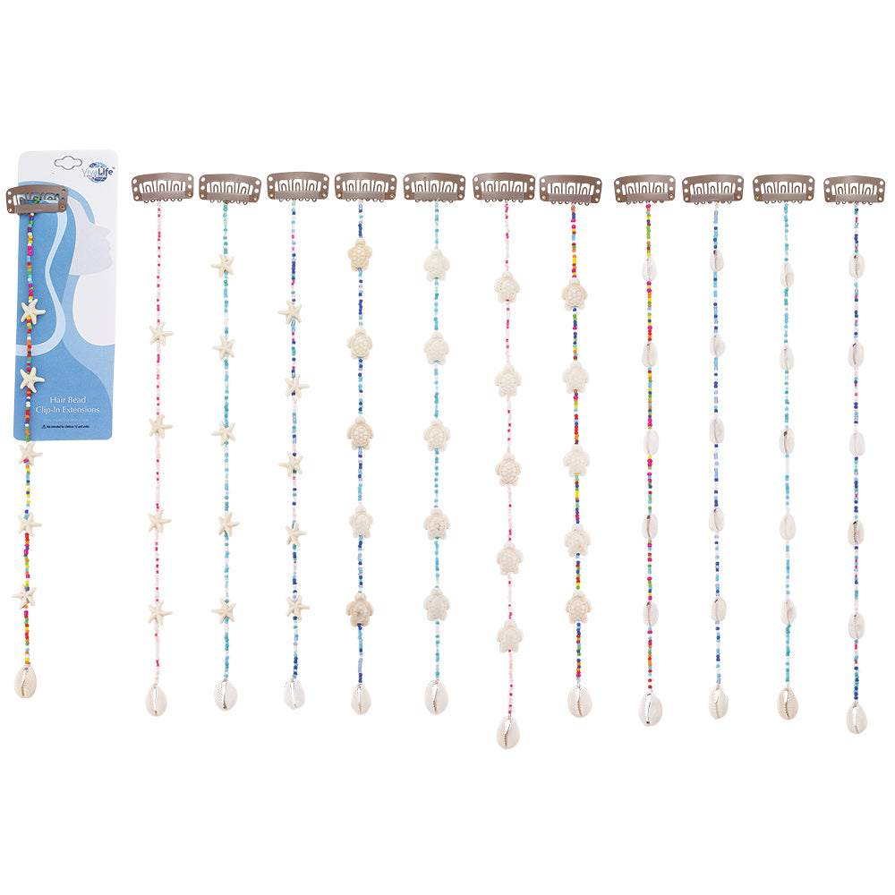10" Small Colorful Seedbeads Hair Bead Clip-In Extensions