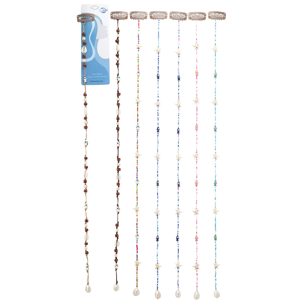 20" Enamel Sardine and Colorful Seedbeads Hair Bead Clip-In Extensions