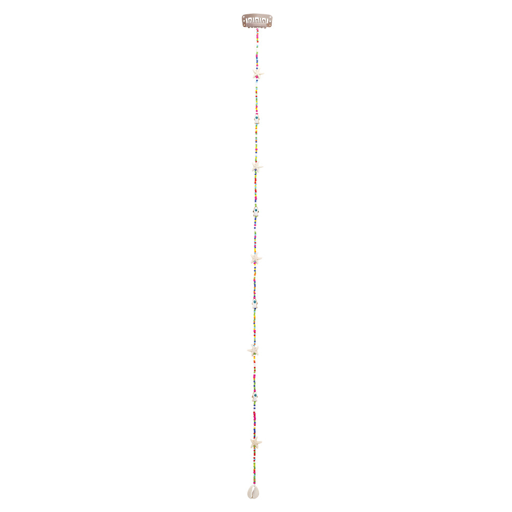 20" Enamel Sardine and Colorful Seedbeads Hair Bead Clip-In Extensions