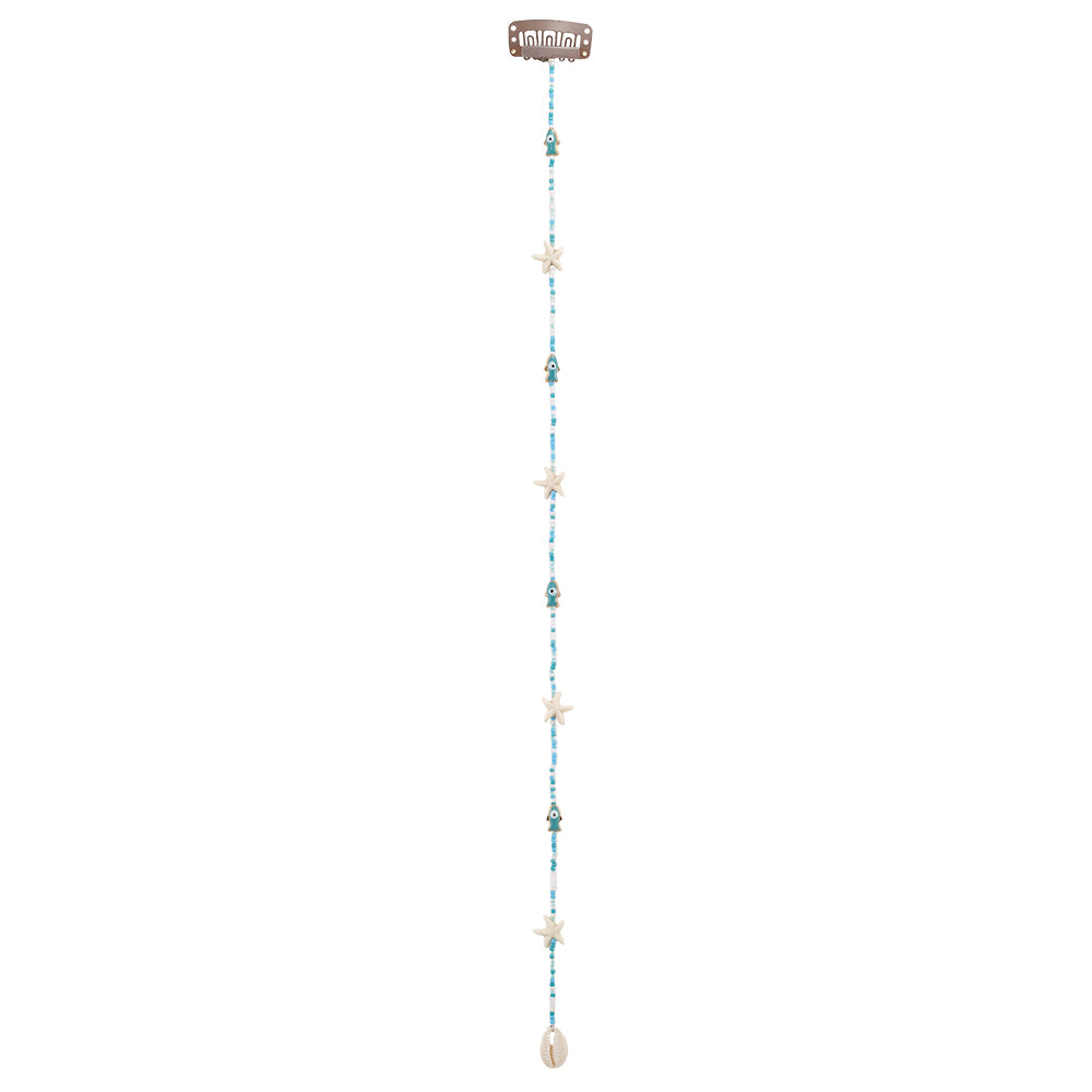 15" Enamel Sardine and Colorful Seedbeads Hair Bead Clip-In Extensions
