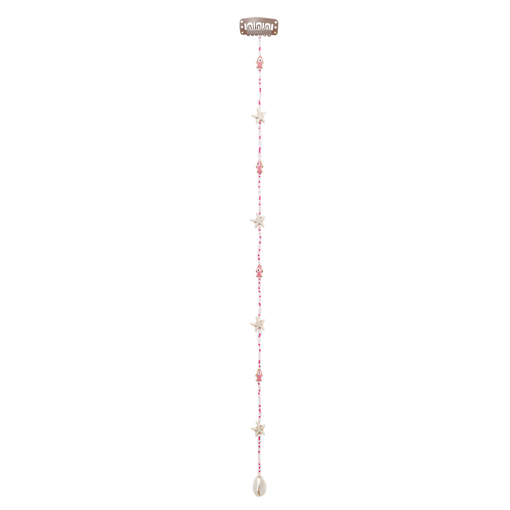 15" Enamel Sardine and Colorful Seedbeads Hair Bead Clip-In Extensions