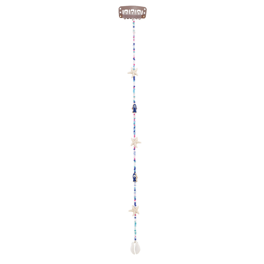 10" Enamel Sardine and Colorful Seedbeads Hair Bead Clip-In Extensions