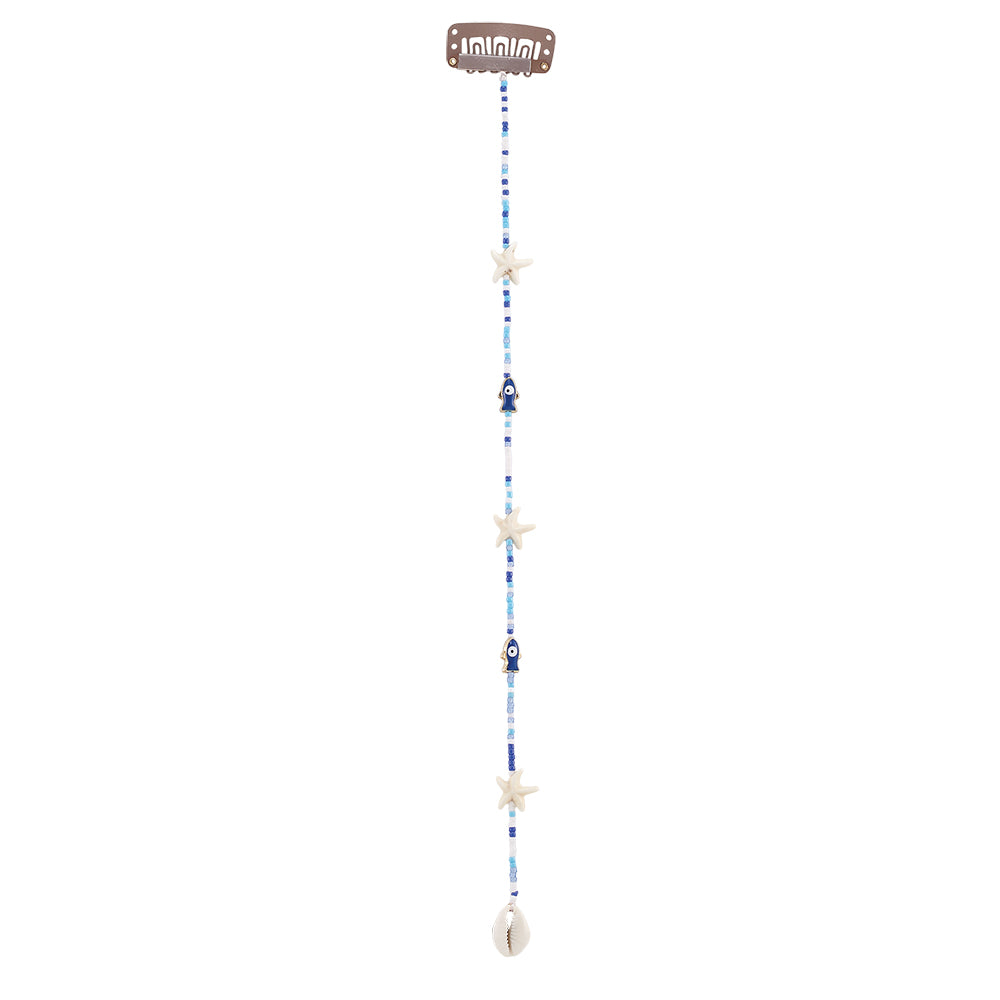 10" Enamel Sardine and Colorful Seedbeads Hair Bead Clip-In Extensions