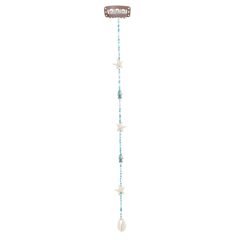10" Enamel Sardine and Colorful Seedbeads Hair Bead Clip-In Extensions