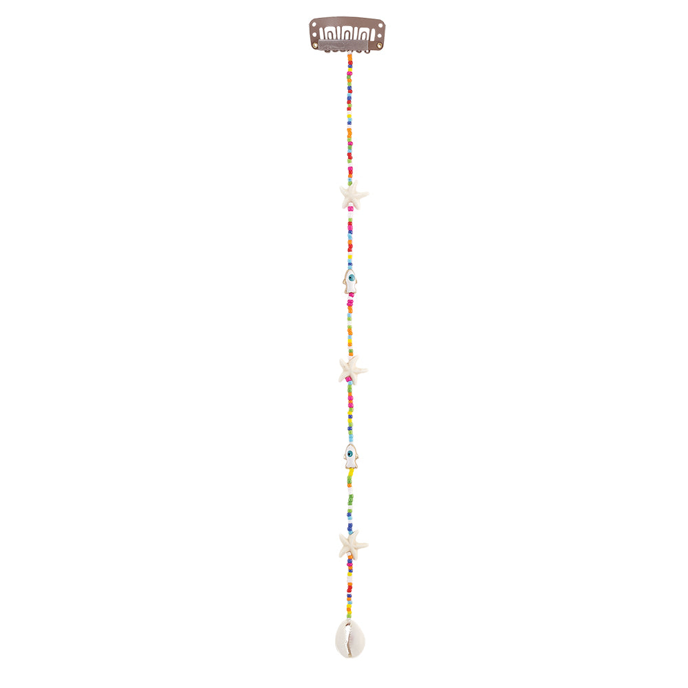 10" Enamel Sardine and Colorful Seedbeads Hair Bead Clip-In Extensions