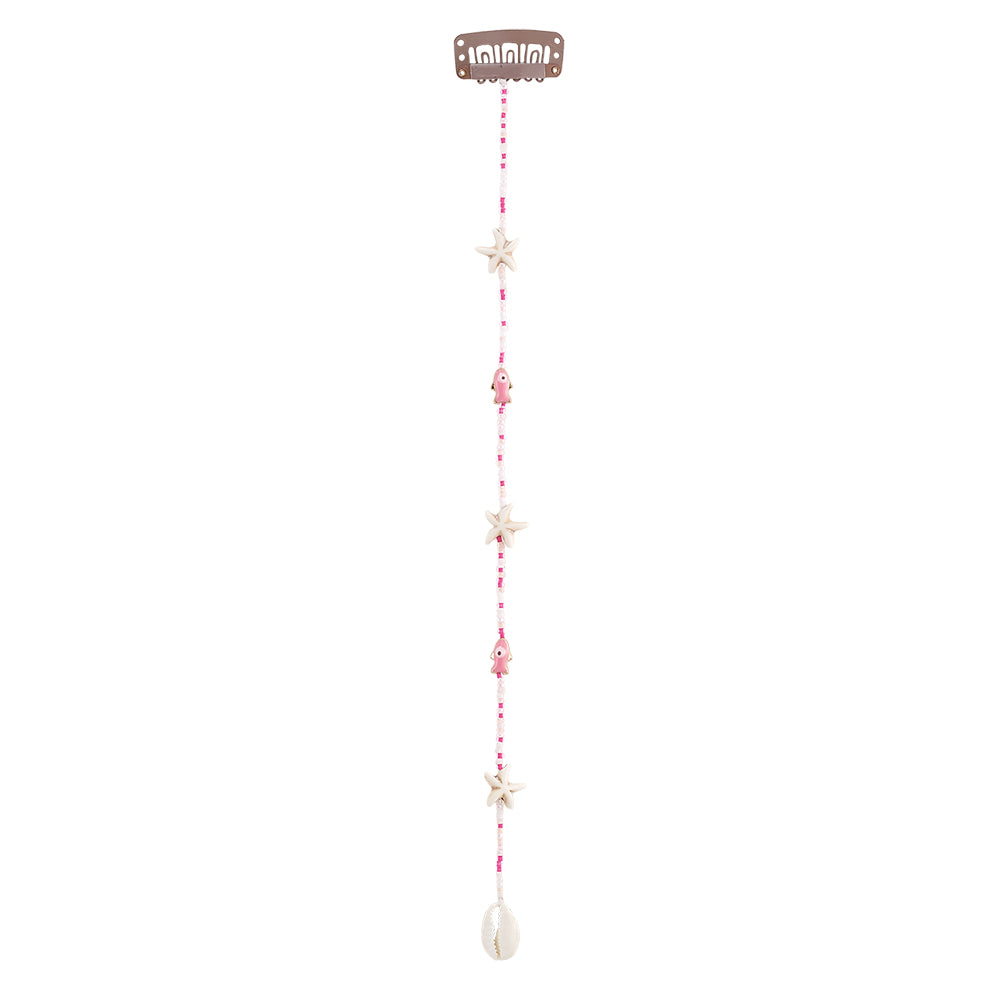 10" Enamel Sardine and Colorful Seedbeads Hair Bead Clip-In Extensions