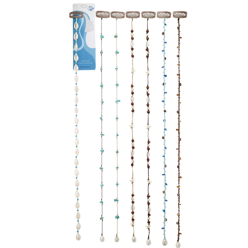 20" Large Multi-Beaded Hair Bead Clip-In Extensions
