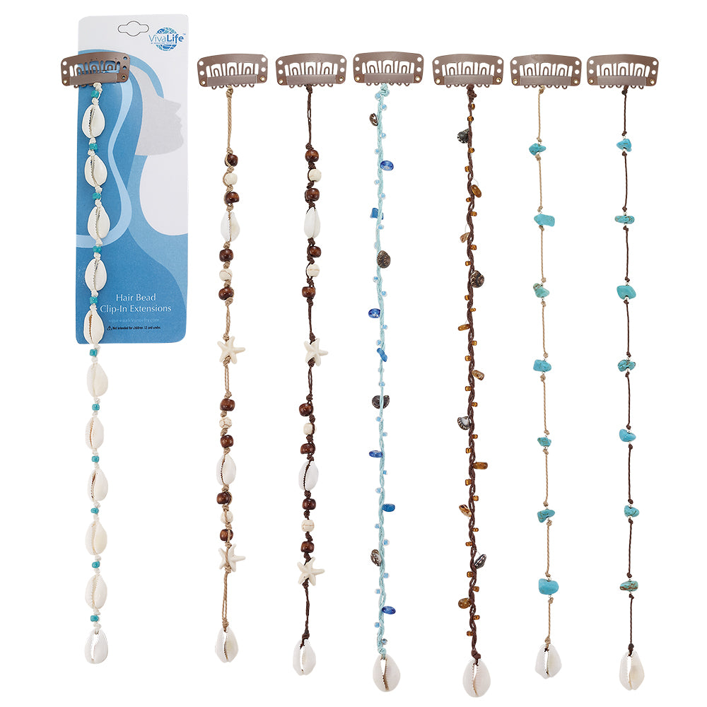 10" Small Multi-Beaded Hair Bead Clip-In Extensions