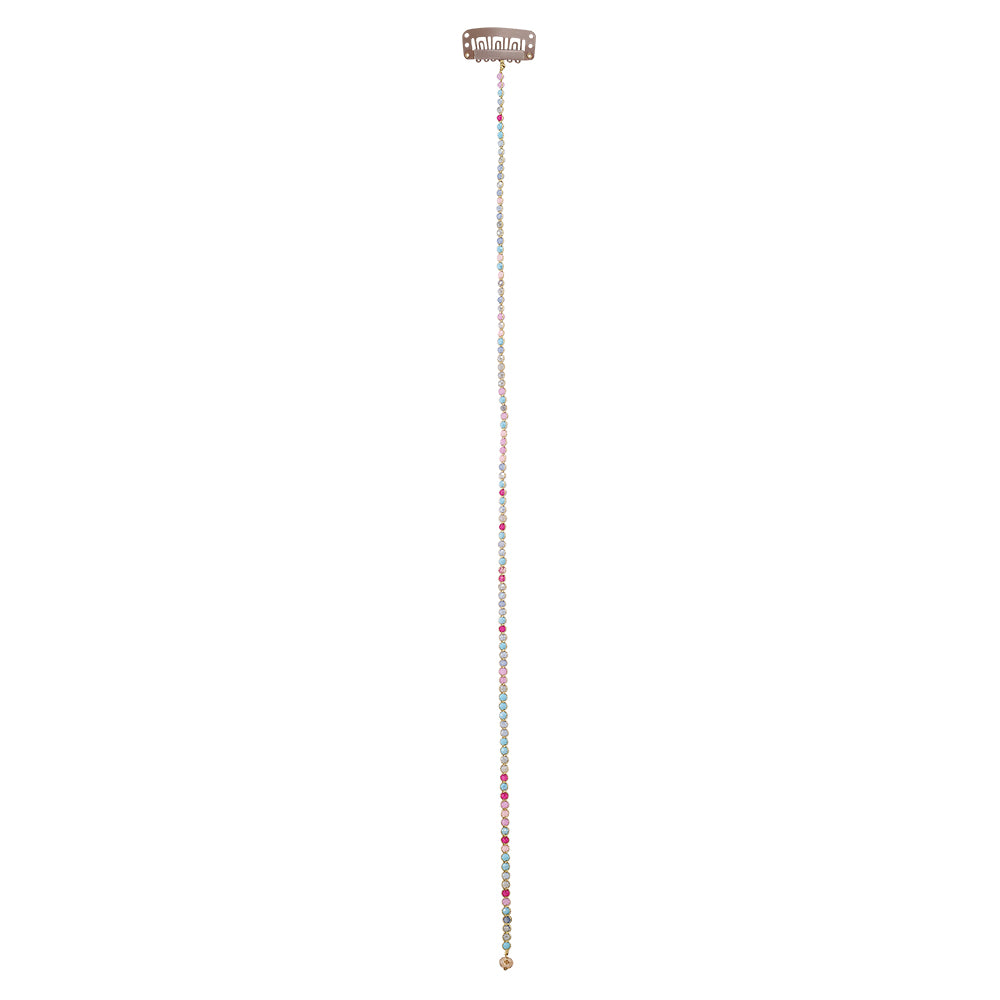 15" Medium Pastel Crystals Hair Bead Clip-In Extensions