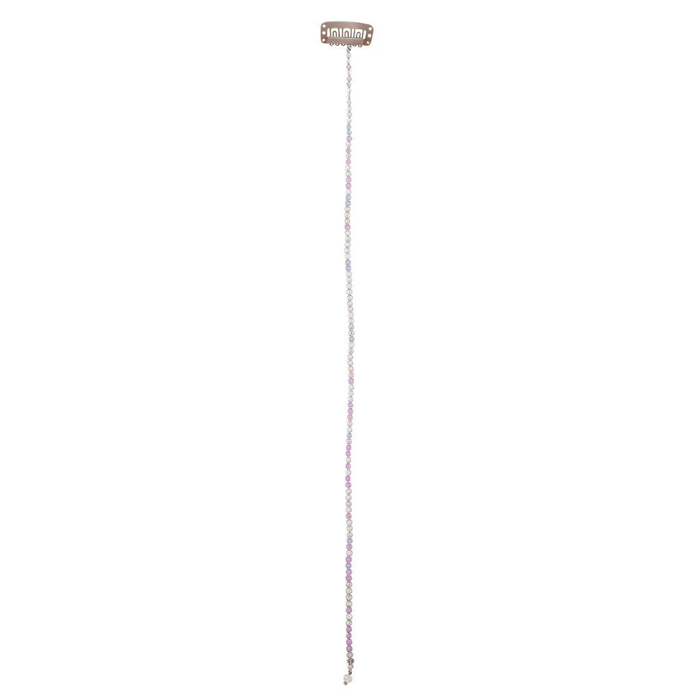 15" Medium Pastel Crystals Hair Bead Clip-In Extensions