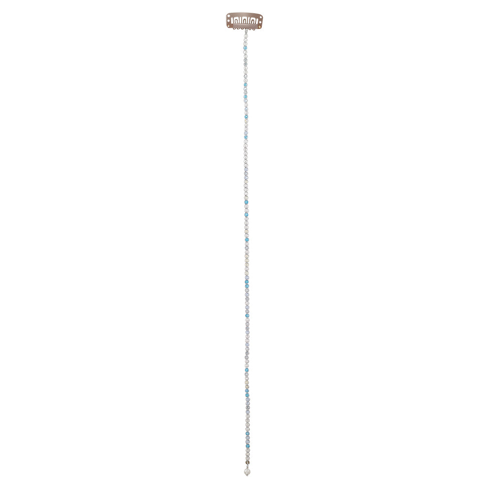 15" Medium Pastel Crystals Hair Bead Clip-In Extensions