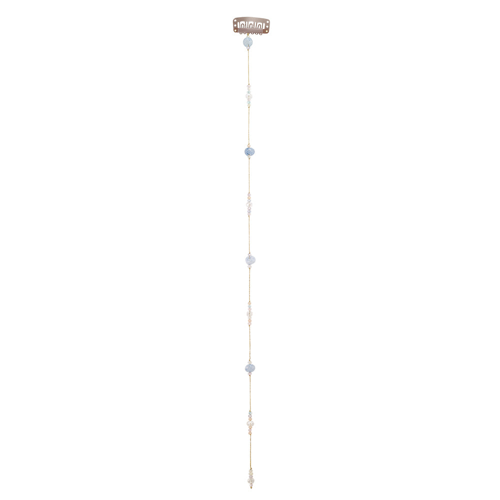 15" Medium Pastel Crystals Hair Bead Clip-In Extensions