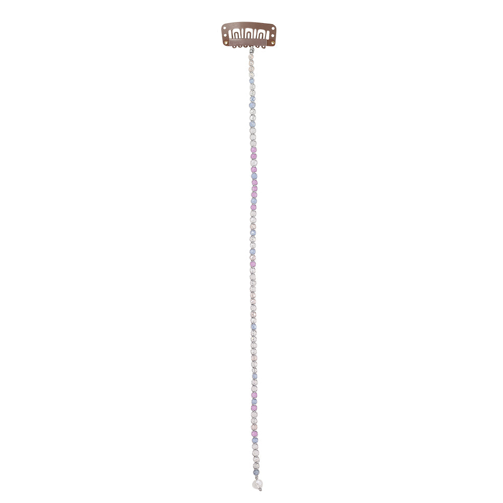 10" Small Pastel Crystals Hair Bead Clip-In Extensions