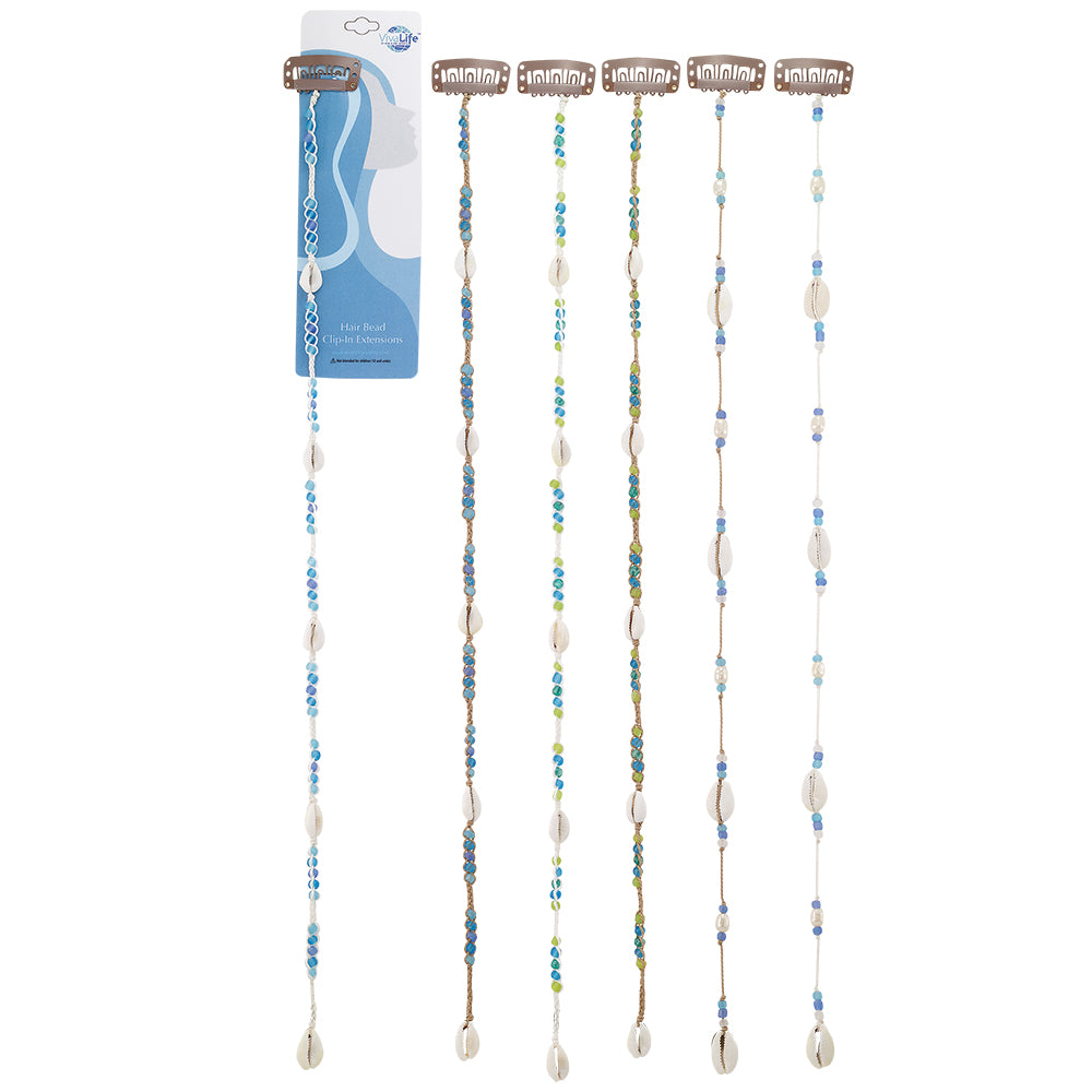 15" Medium Frosted Glass Hair Bead Clip-In Extensions
