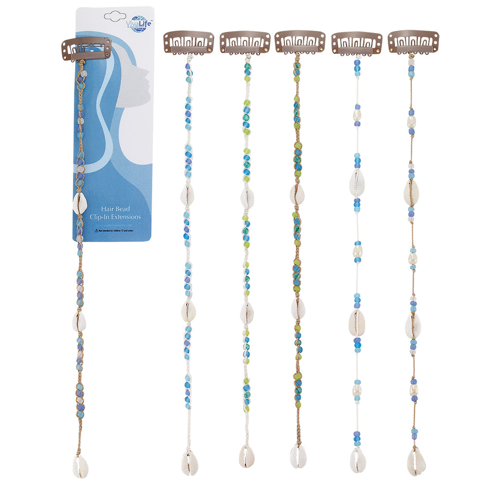 10" Small Frosted Glass Hair Bead Clip-In Extensions