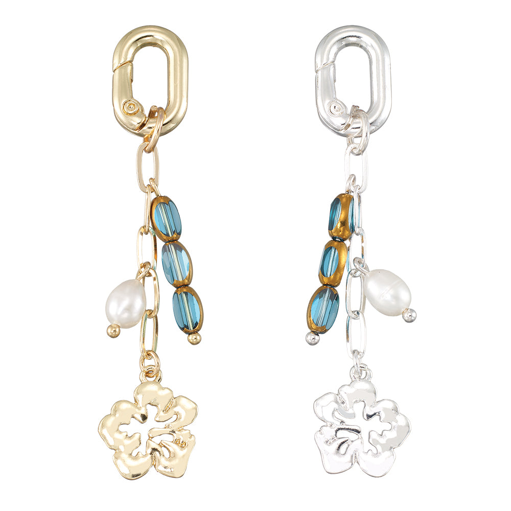 Hibiscus, Pearl & Glass Bead 2.5" Bikini Charm