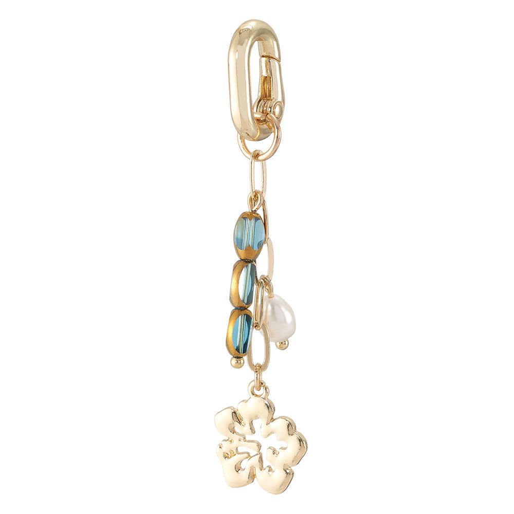 Hibiscus, Pearl & Glass Bead 2.5" Bikini Charm