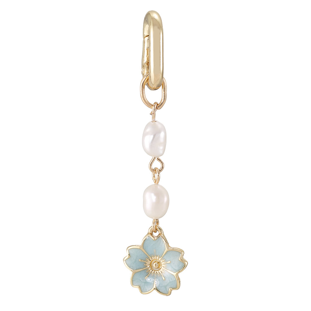 Gold Enamel Flower & Pearl 2.4" Bikini Charm
