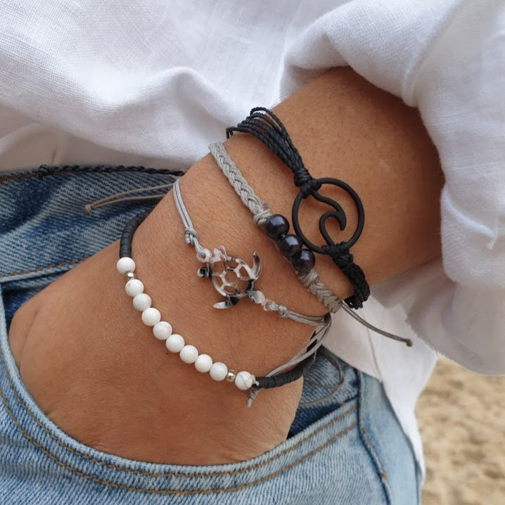 Handmade Cut-Out Wave Wax Cord Bracelet