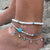 Clam Shell & Stone Bead Stretch Anklet