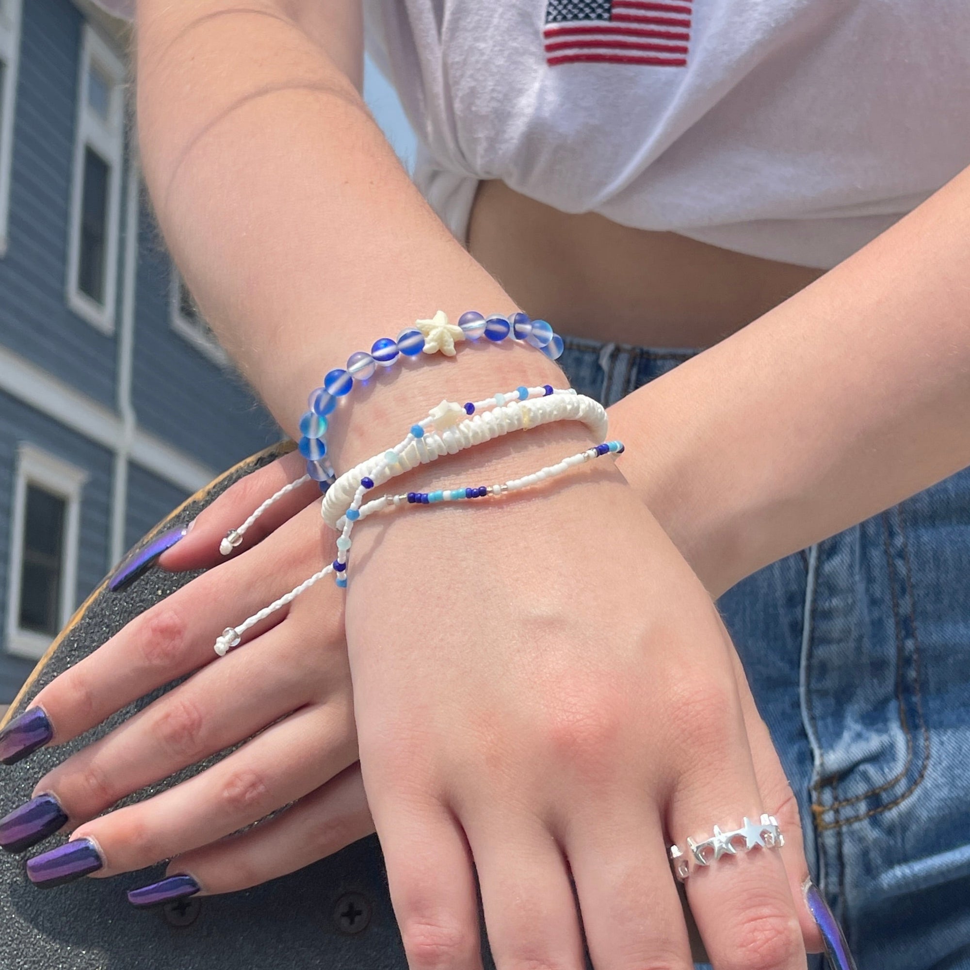 Starfish Sun Glitter Stretch Bracelet