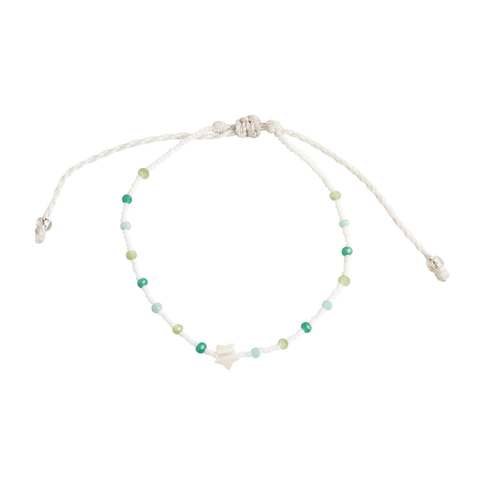 Star and Seed Bead Wax Cord Bracelet