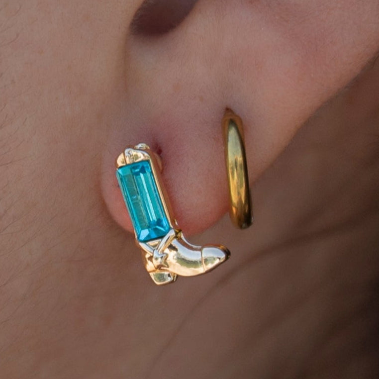 Crystal Cowgirl Boot Stud Earrings