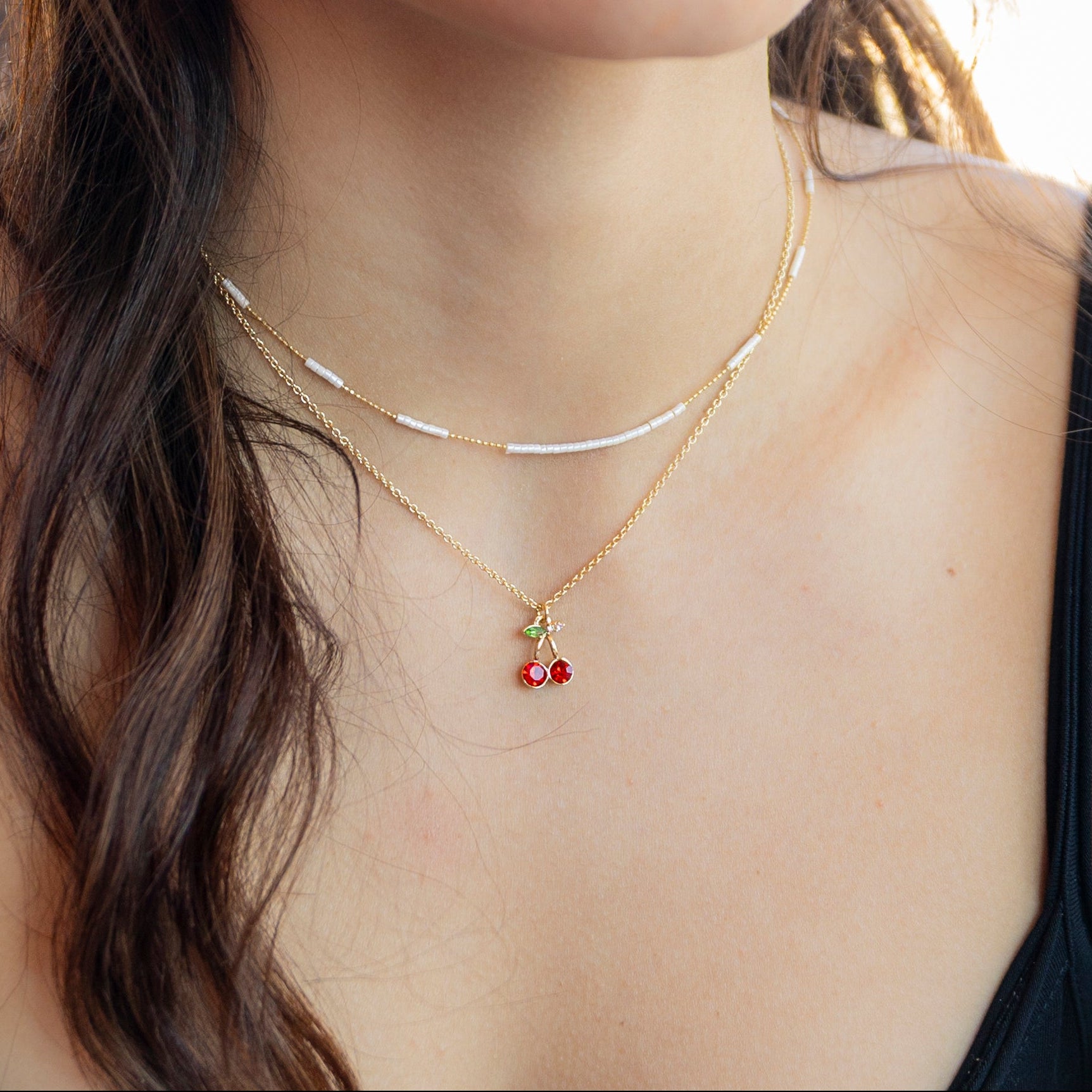 Crystal Cherries 16″ Necklace