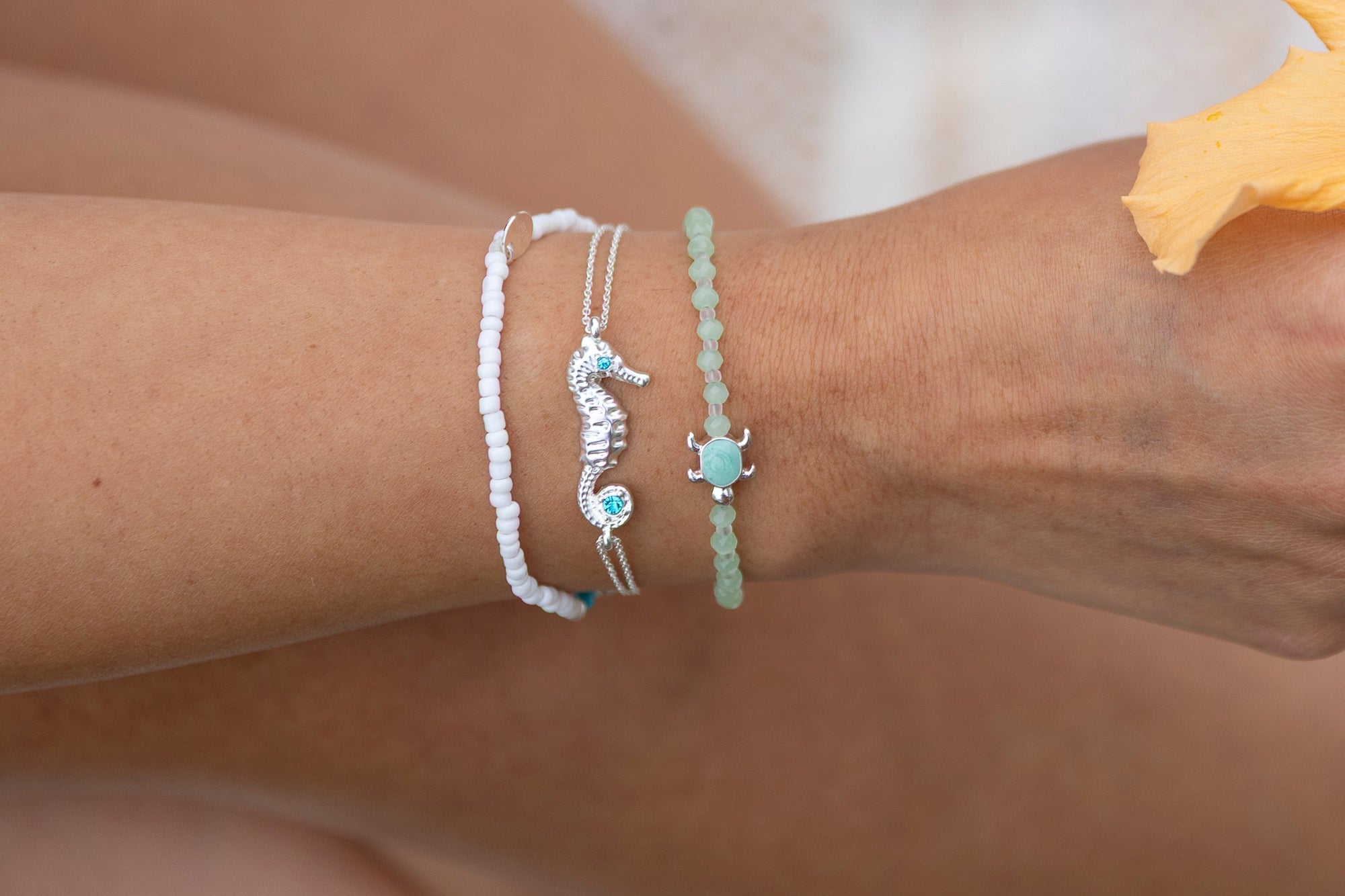 Double Chain Crystal Seahorse Bracelet