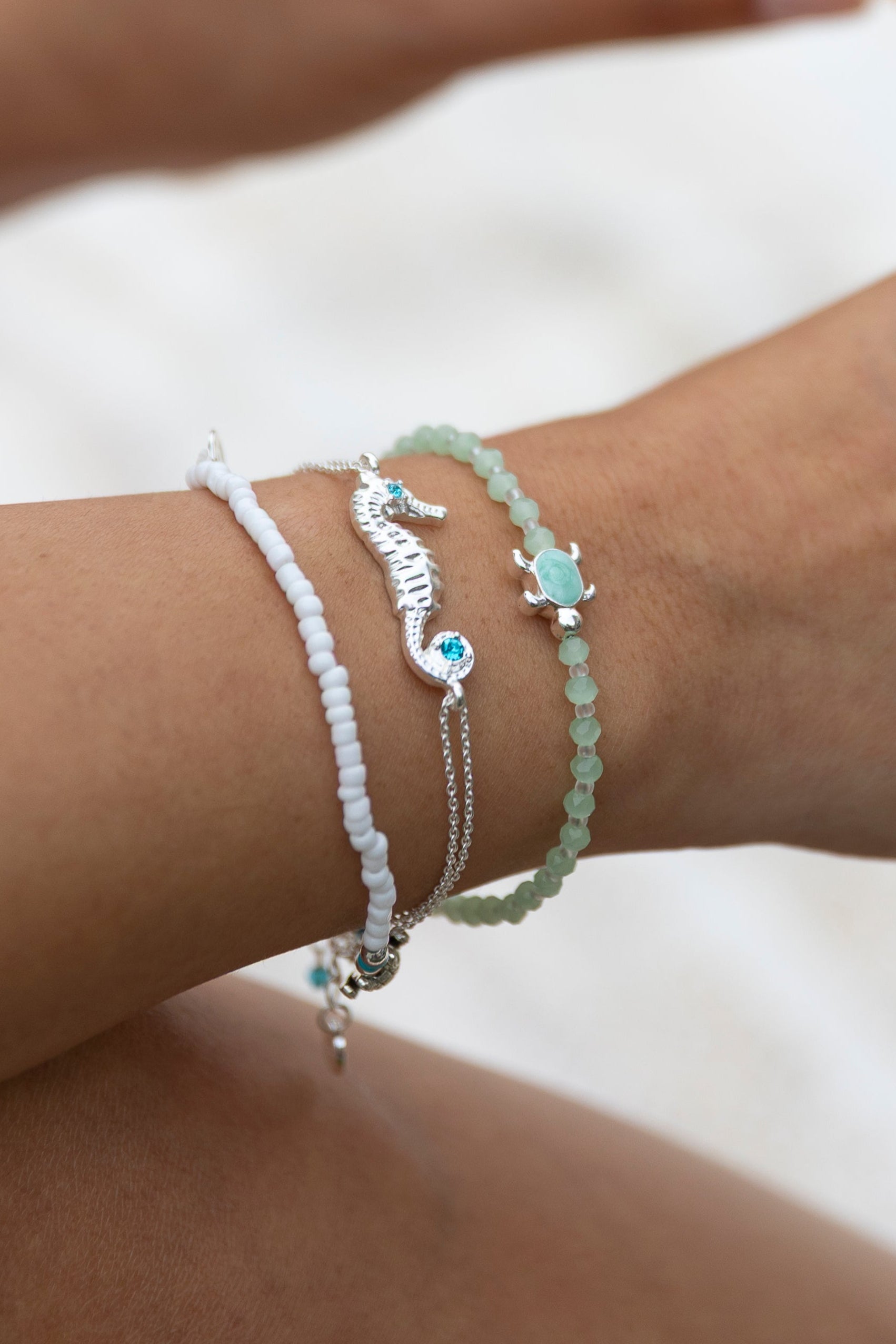 Double Chain Crystal Seahorse Bracelet