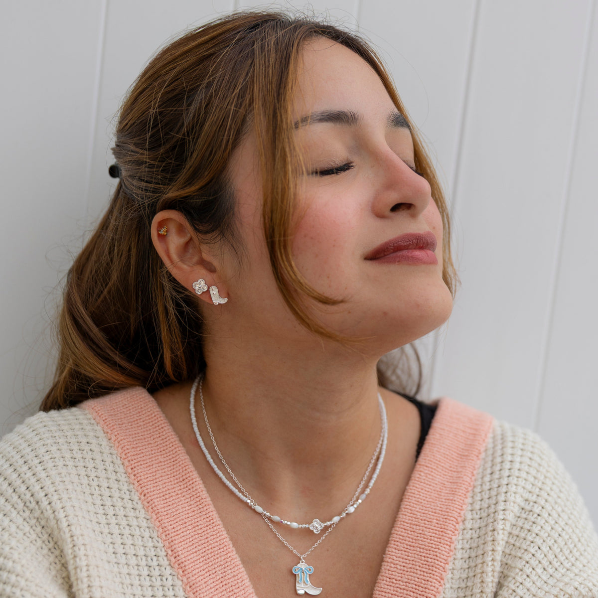 Crystal Clover Stud Earrings