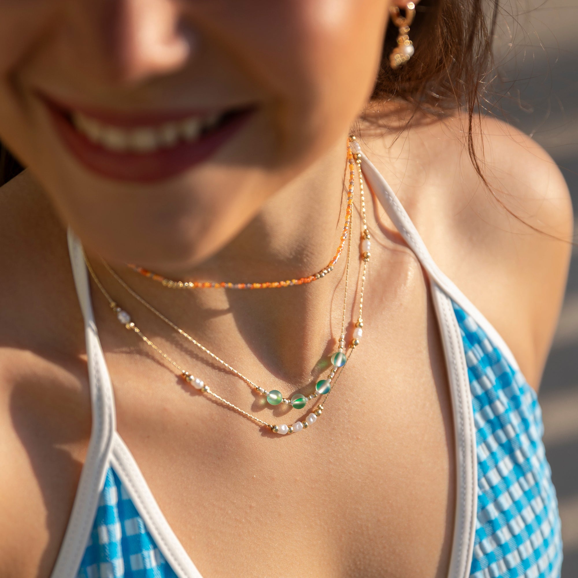 Frosted Glass Bead Necklace