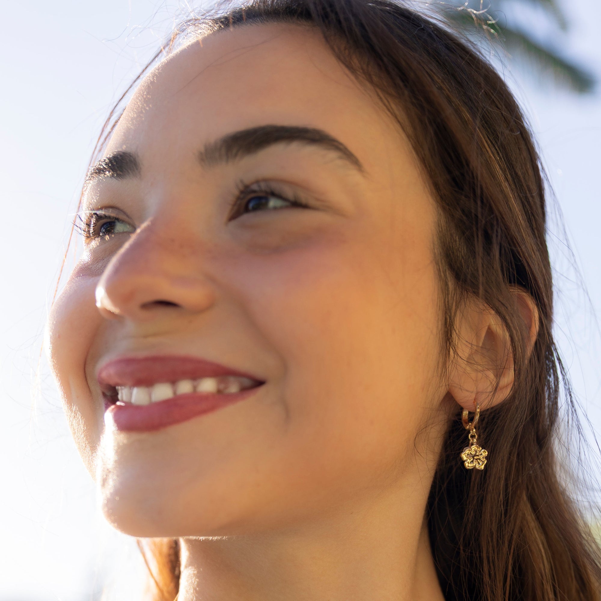 Hibiscus Huggie Earrings