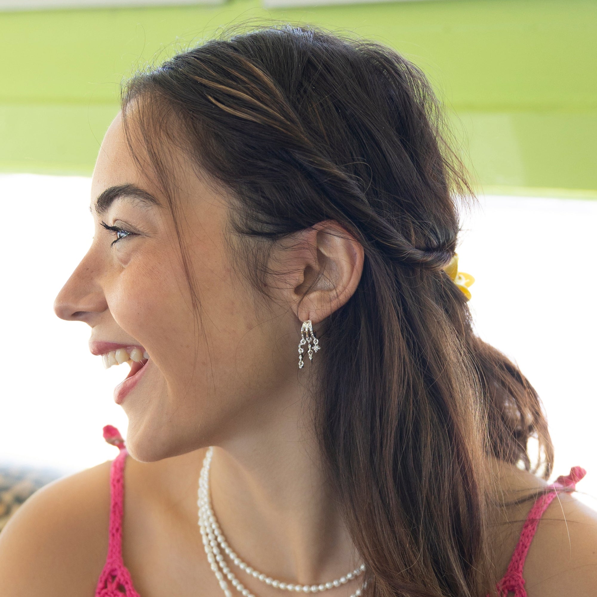 Triple Crystal Celestial Huggie Earrings