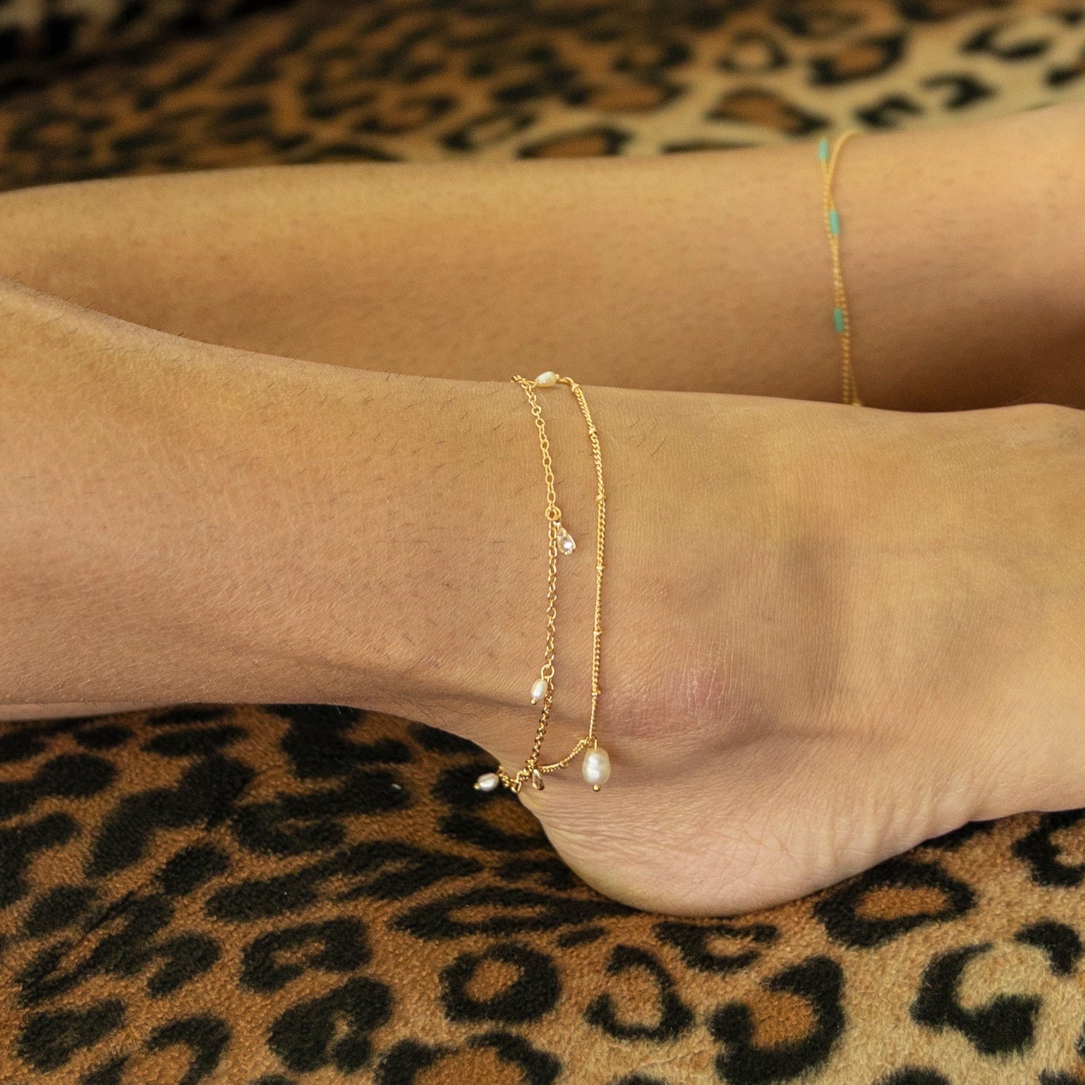 Teardrop Crystal Freshwater Pearl Anklet