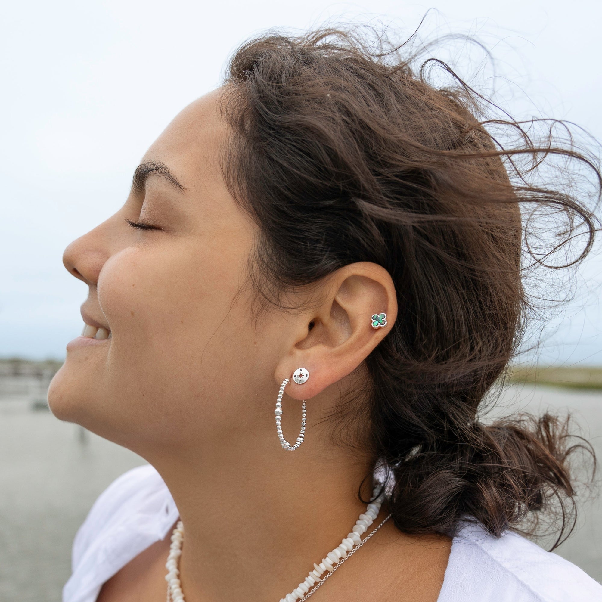 Antiqued Compass Stud Earrings